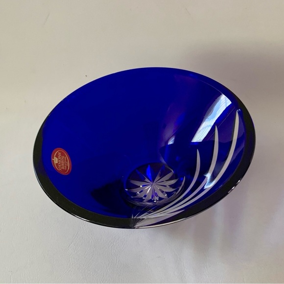 Vintage Schonborner Bleikrestall Cobalt Blue Cut Crystal Glass Bowl - Picture 11 of 14
